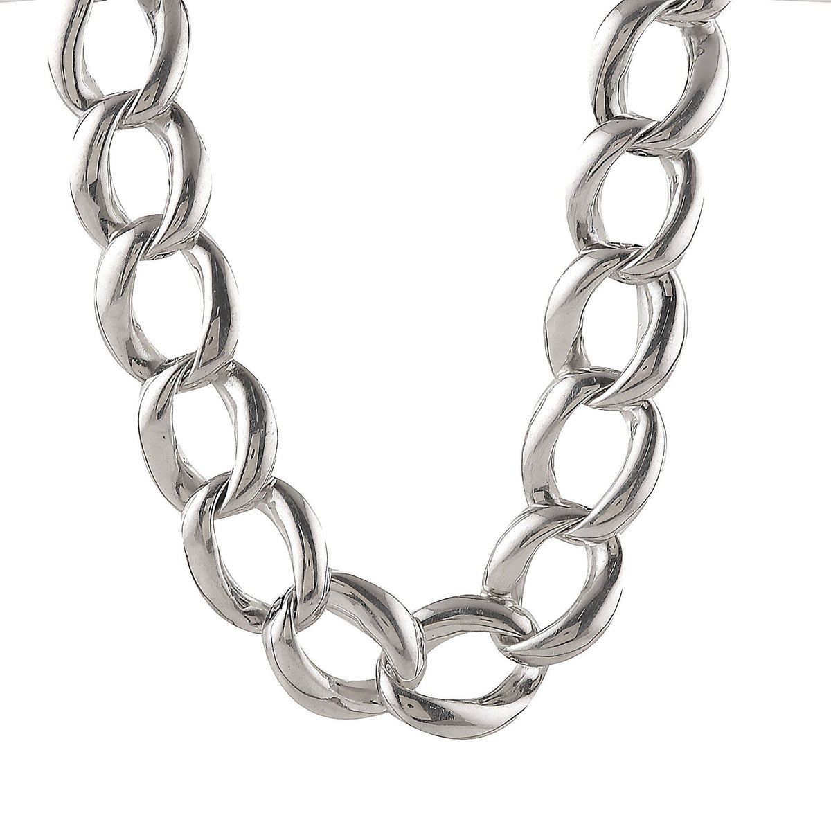 925 Sterling Silver Curb Chain Necklace – Handcrafted Statement Jewelry