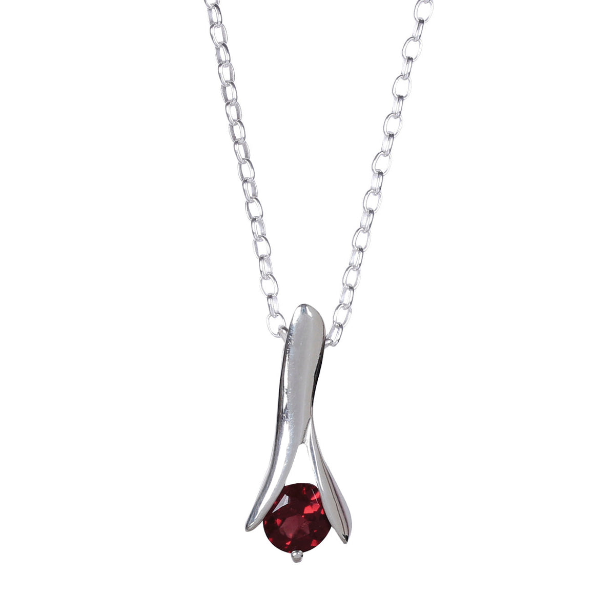 925 Sterling Silver Garnet Stone Pendant Necklace – Elegant Design with Natural Oval-Cut Gemstones For Women Gift