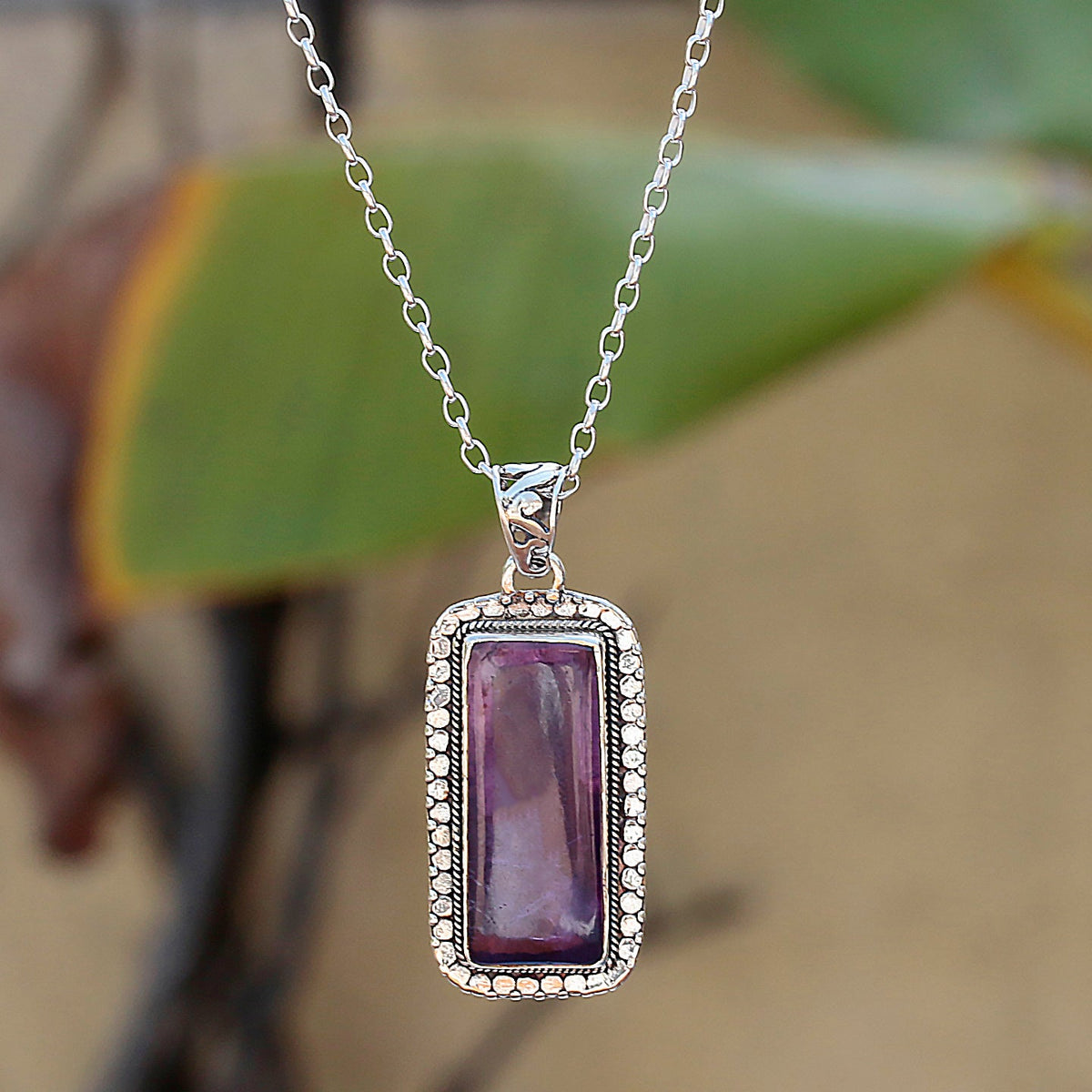 925 Silver Handcrafted Sterling Silver Pendant with Natural Amethyst Stone – Elegant and Unique Jewelry Piece