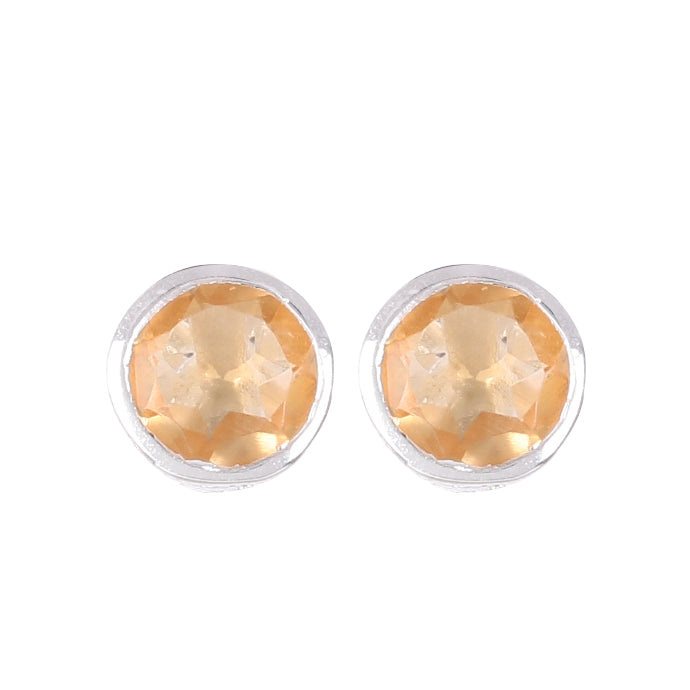 925 Silver Citrine Stud Earrings Elegant Design for Women & Girls