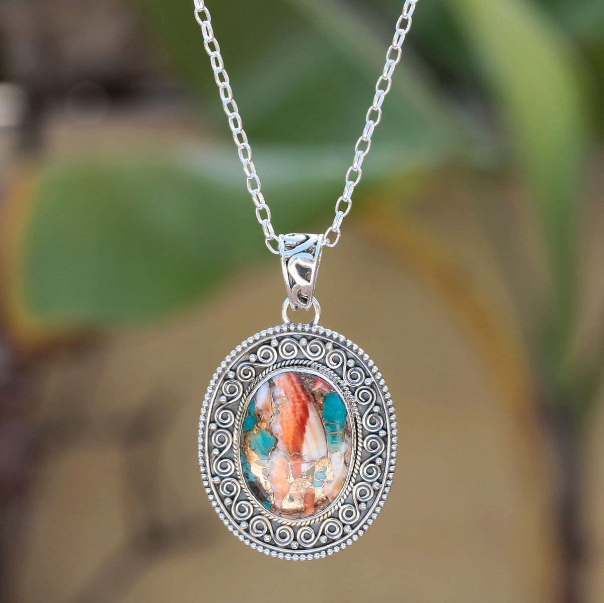 925 Silver Handcrafted Sterling Silver Pendant with Natural Turquoise Stone – Elegant and Unique Jewelry Piece