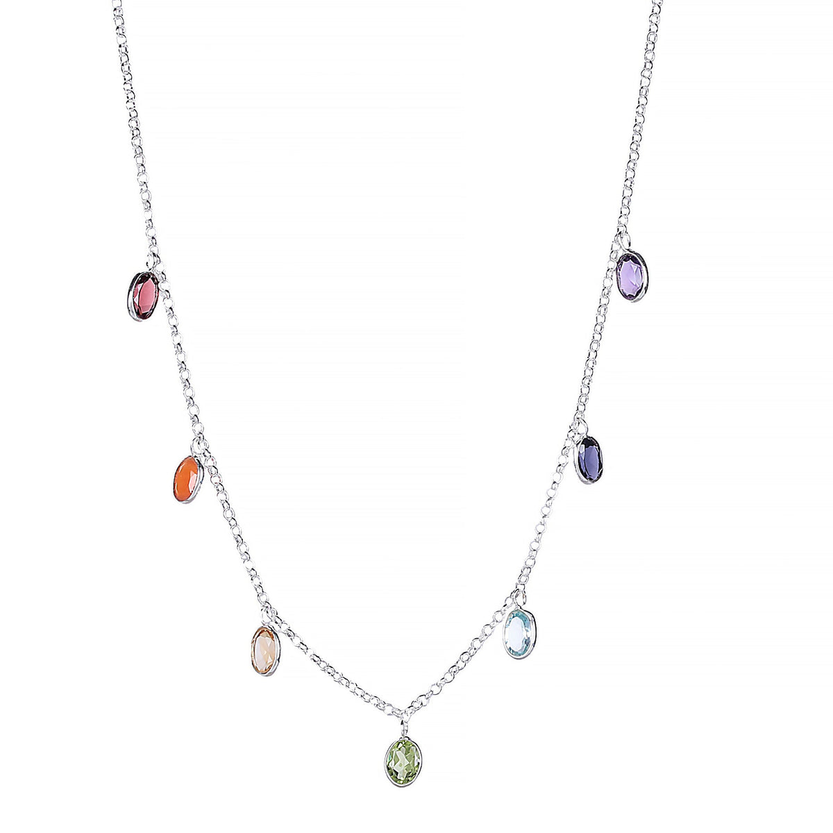 925 Sterling Silver  Chakra Stone Pendant Necklace - Balance Energy with Vibrant Healing Crystals in Sterling Silver, Perfect for Everyday Wear
