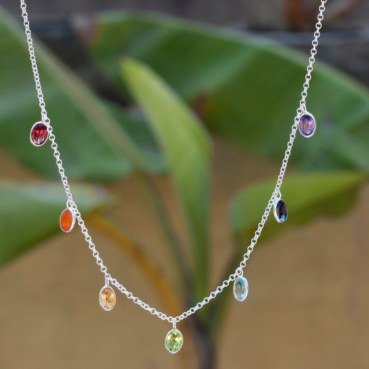925 Sterling Silver  Chakra Stone Pendant Necklace - Balance Energy with Vibrant Healing Crystals in Sterling Silver, Perfect for Everyday Wear