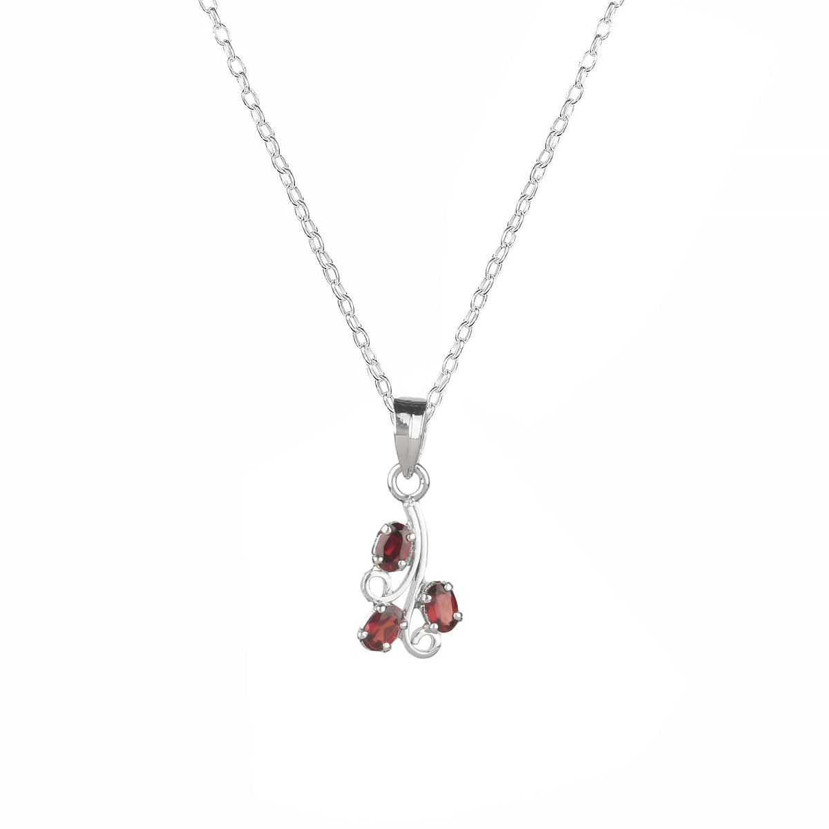 925 Sterling Silver Garnet Pendant Necklace for Women with 18" Chain | Handmade Gemstone Jewelry | Deep Red Crystal | Elegant Gift for Her