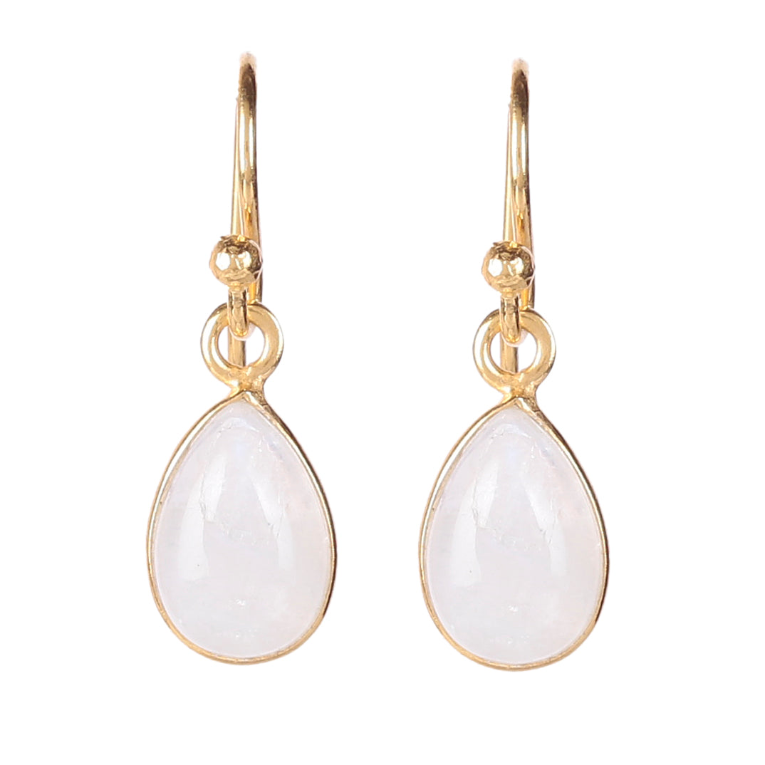 925 Moonstone Sterling Silver Gold Plated Earrings | handmade jewellery |