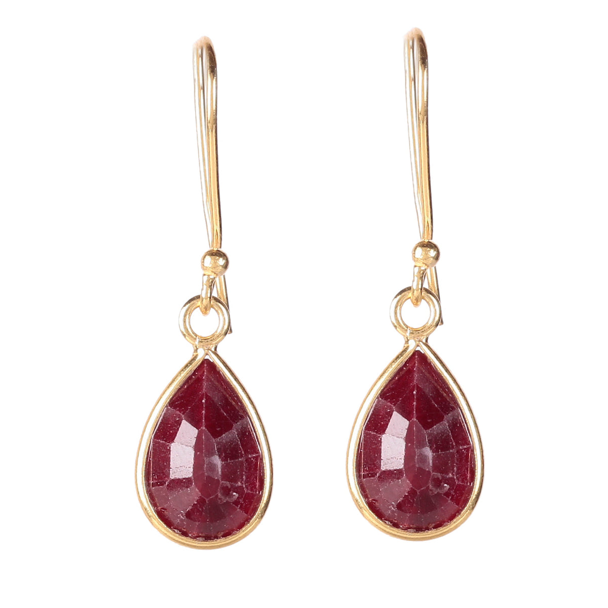 925 Sterling Silver Gold Plated Ruby Stud Earrings – Natural Ruby Gemstones for Women – Simple, Elegant Jewelry for Women & Girls