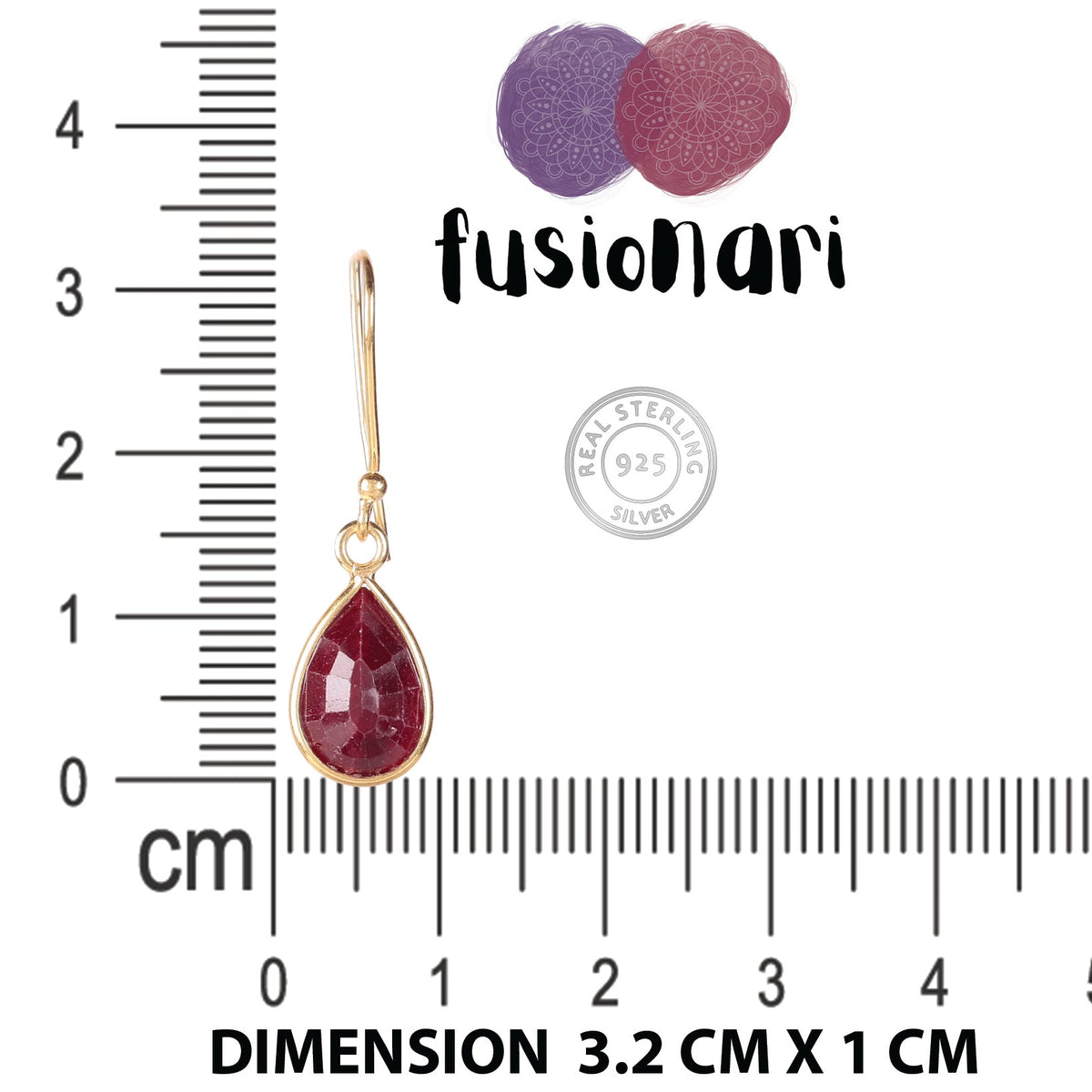 925 Sterling Silver Gold Plated Ruby Stud Earrings – Natural Ruby Gemstones for Women – Simple, Elegant Jewelry for Women & Girls