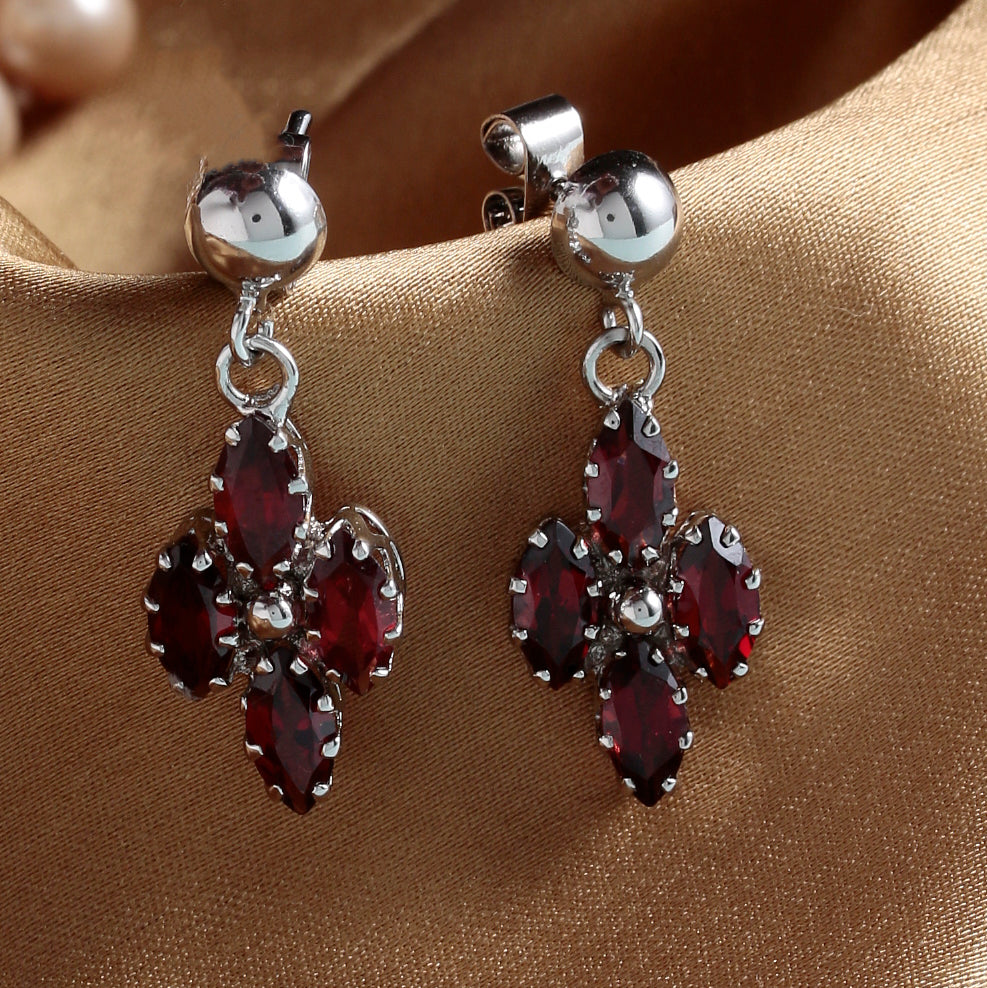 925 Sterling Silver Garnet Earring - Elegant Perfect for Parties, Weddings, or Everyday Glam