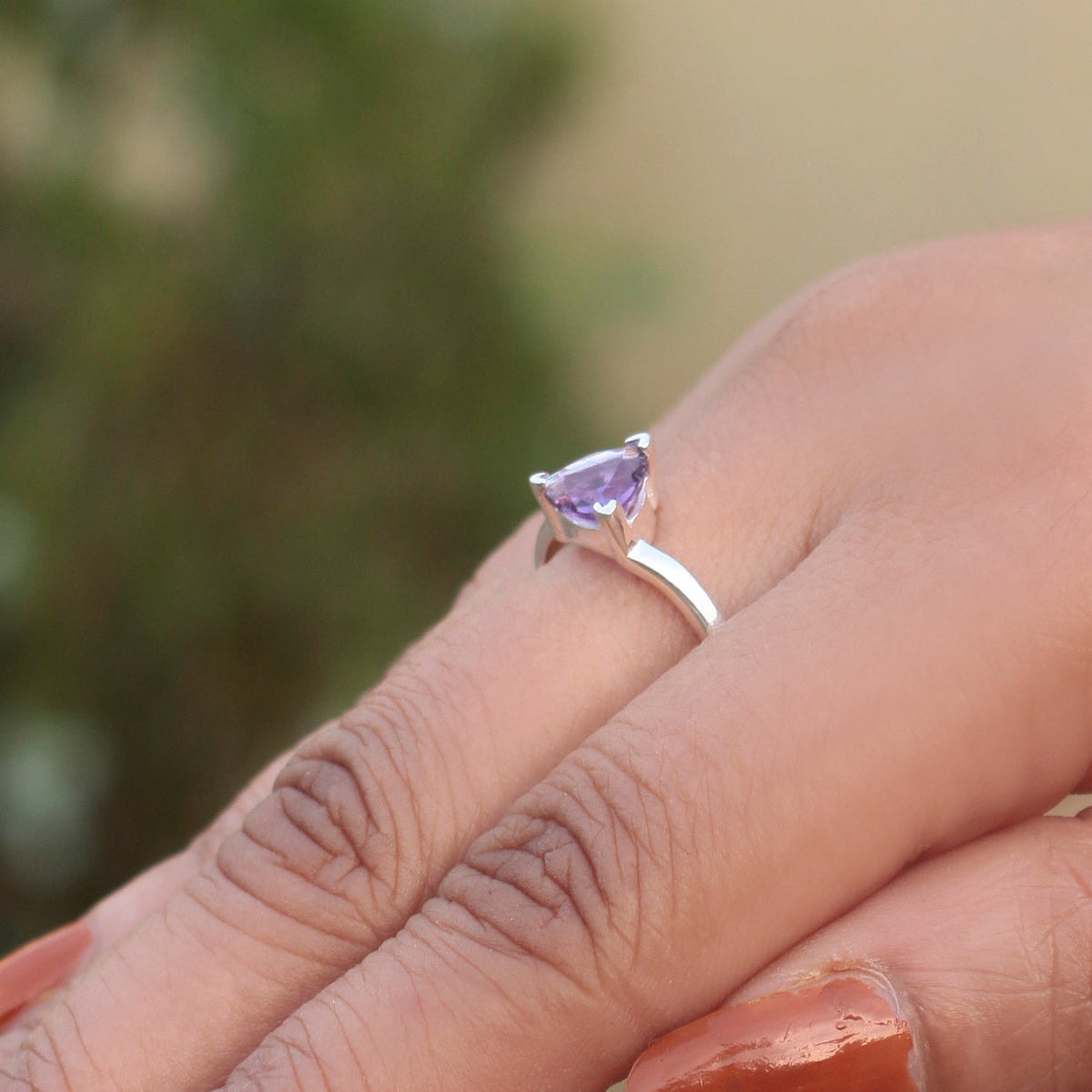 925 Silver Amethyst Ring  Purple Crystal Gemstone Sterling Silver Jewelry, Handcrafted Luxury Women’s Ring for Special Occasions