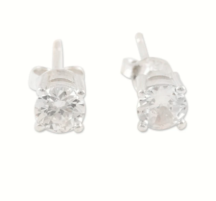 925 Sterling Silver AD Zircon Stud Earrings for Women | Elegant Handcrafted Jewelry Gift | Luxury Silver Earrings