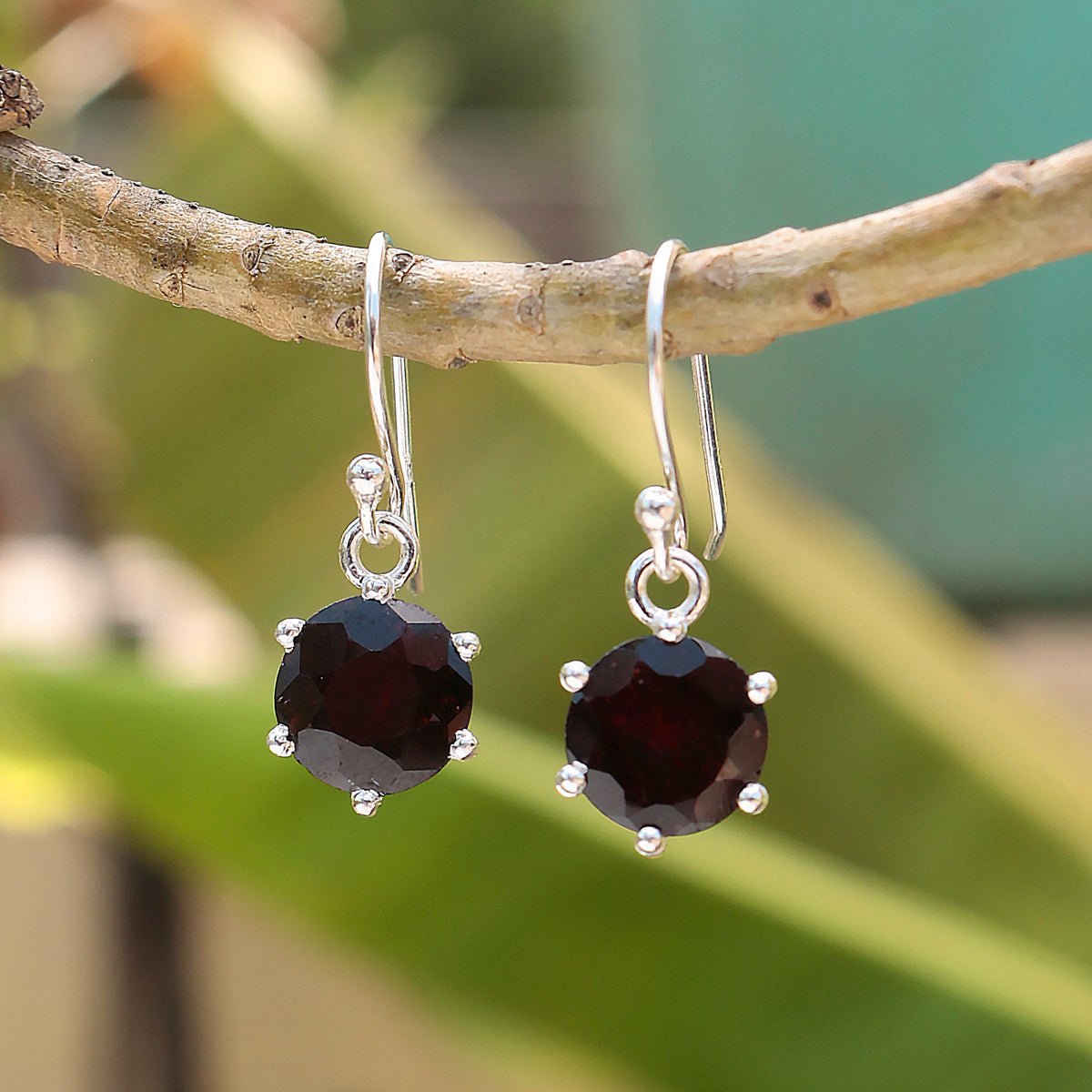925 Sterling Silver Garnet |Gemstone Stud Earrings for Women |Elegant Handmade Jewelry for Gifting , Everyday Wear | 2 Pcs| 3 Gram