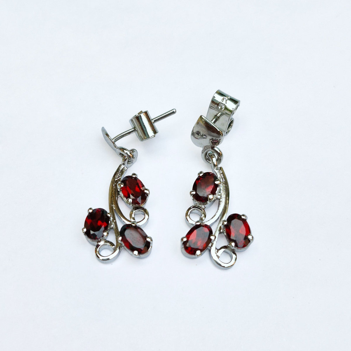 925 Sterling Silver Garnet Earrings for Women | Handcrafted Red Gemstone Jewelry | Classic Festive Jewelry