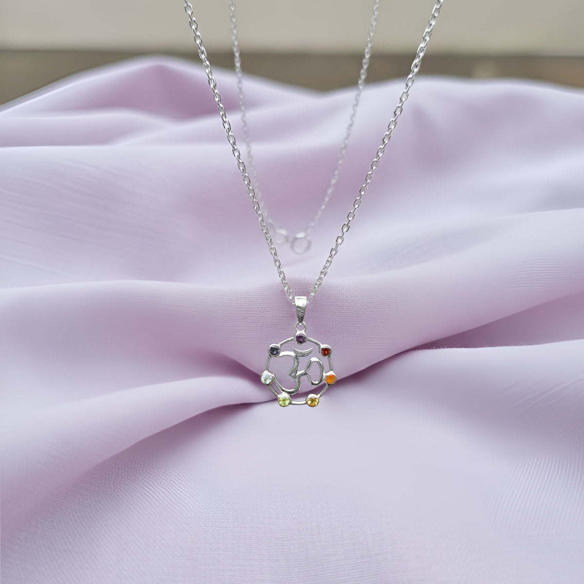 925 Sterling Silver Chakra Pendant without Chain | Seven Stone Healing Jewelry | Colorful Spiritual Accessory
