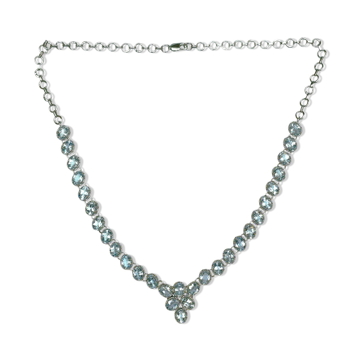 925 Sterling Silver Blue Topaz Cross Drop Necklace in Sterling Silver