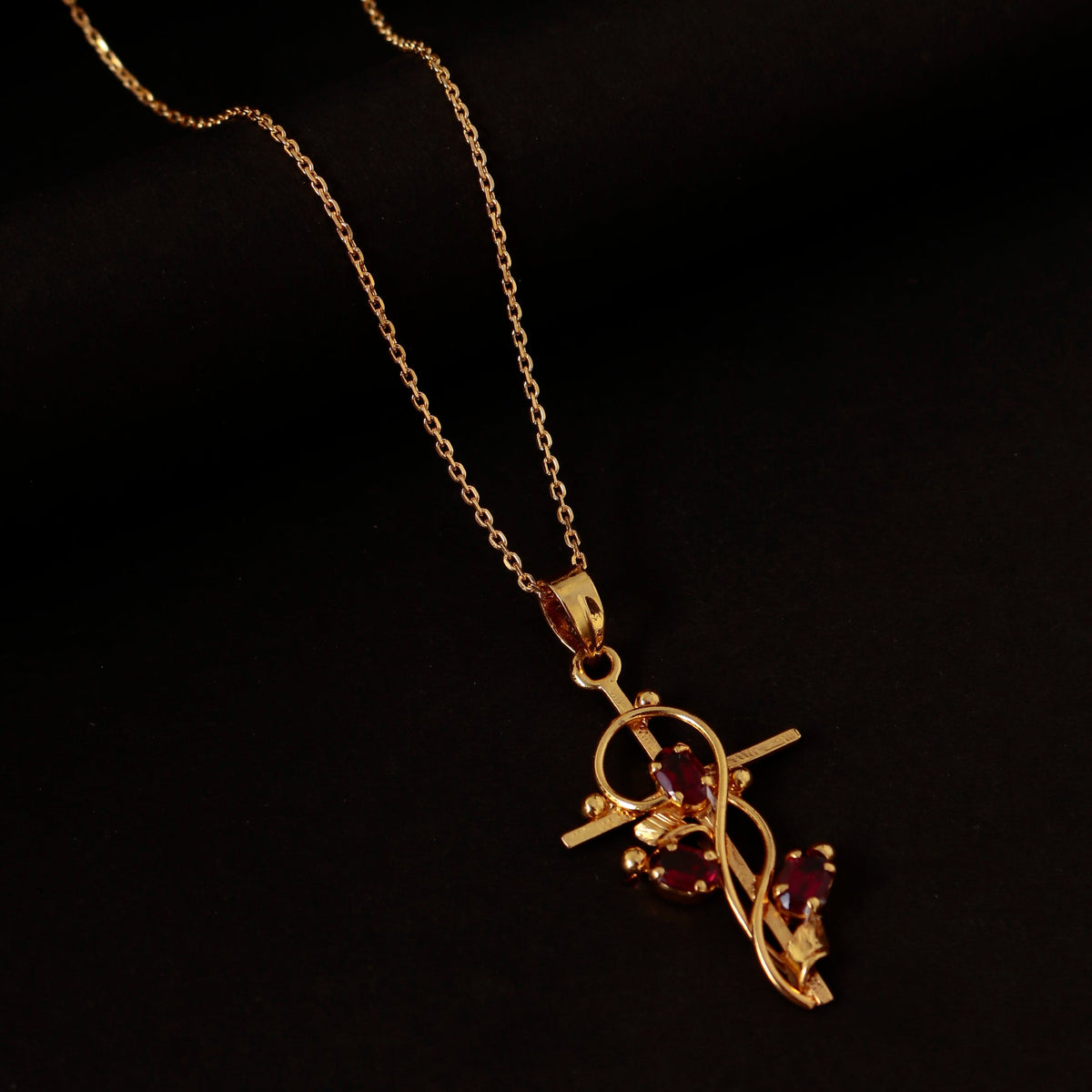925 Silver Gold Plated Garnet Pendant with 18" Chain for Women | Natural Orange Gemstone Jewelry | Daily Wear & Gift