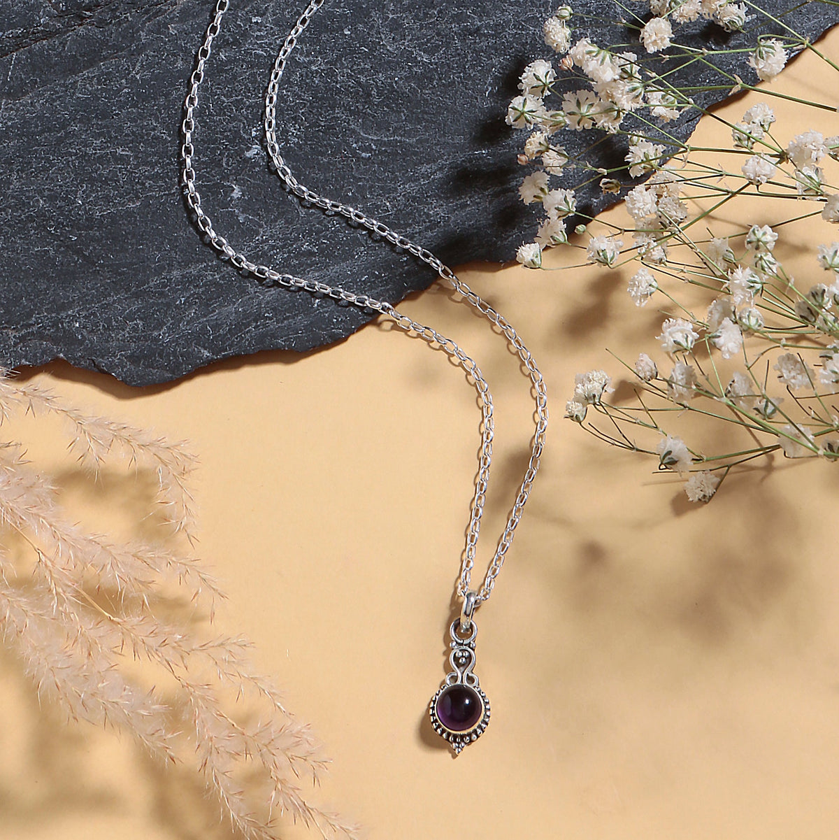 925 Sterling Silver Amethyst Pendant with Chain for Women |  Necklace | Party Wear Jewellery | Designer Wedding Pendant Set | Elegant Gift for Her | Fashion Necklace Women