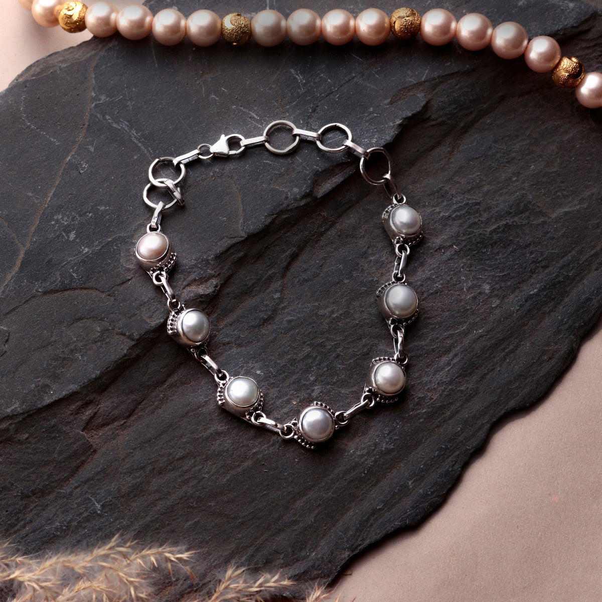 925 Sterling Silver Pearl Bracelet  Classic and Elegant Design