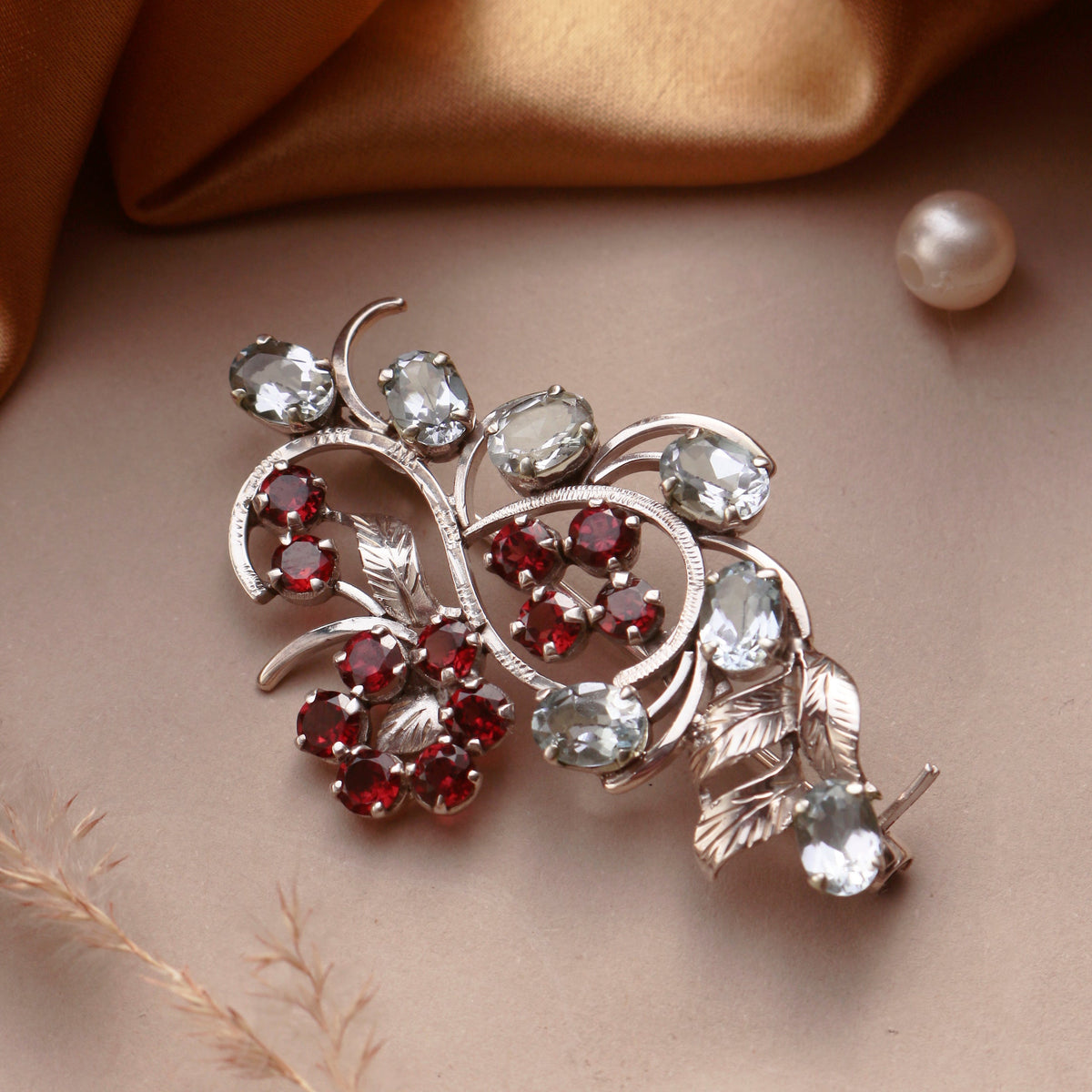 925 Silver Garnet Brooch for Women | Handcrafted Purple Gemstone Jewelry | Elegant Designer Accessory