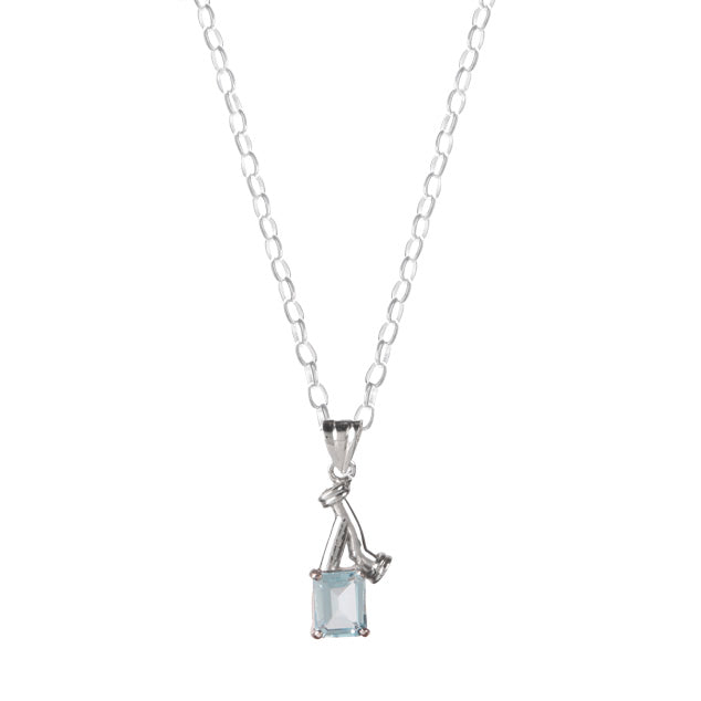 925 Sterling Silver Blue Topaz Pendant with Chain for Women |  Necklace | Party Wear Jewellery | Designer Wedding Pendant Set | Elegant Gift for Her | Fashion Necklace Women