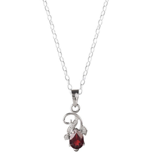925 Sterling Silver Garnet  Pendant Necklace for Women with 18" Chain | Handmade Luxury Jewelry | Deep Blue Gemstone | Elegant Gift
