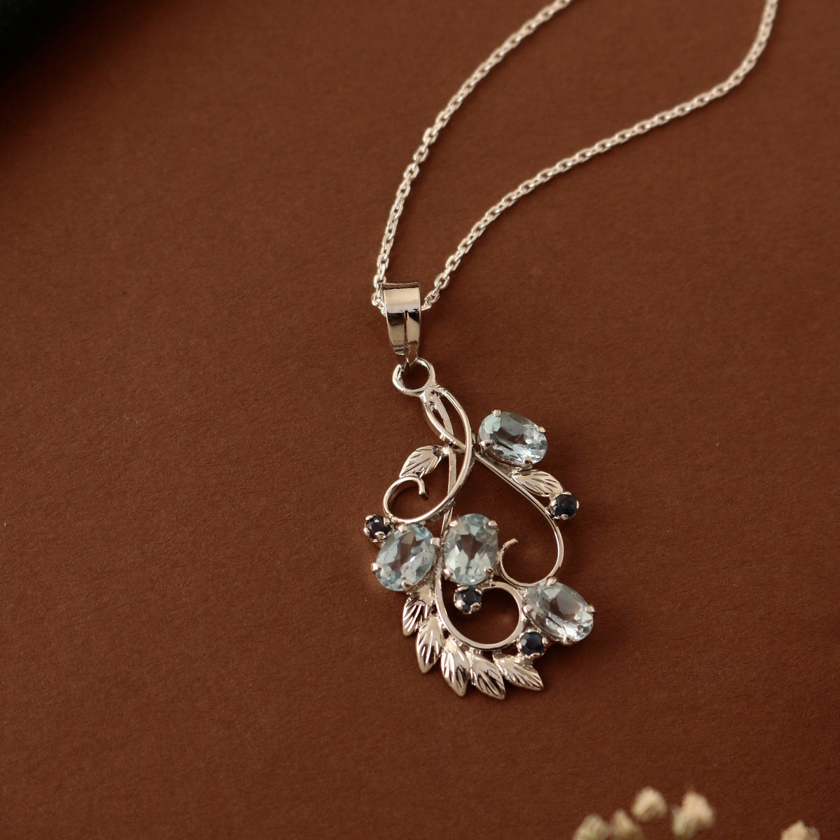 925 Sterling Silver Blue Topaz Pendant with 18" Chain for Women | Sky Blue Gemstone Jewelry | Luxury Party Wear