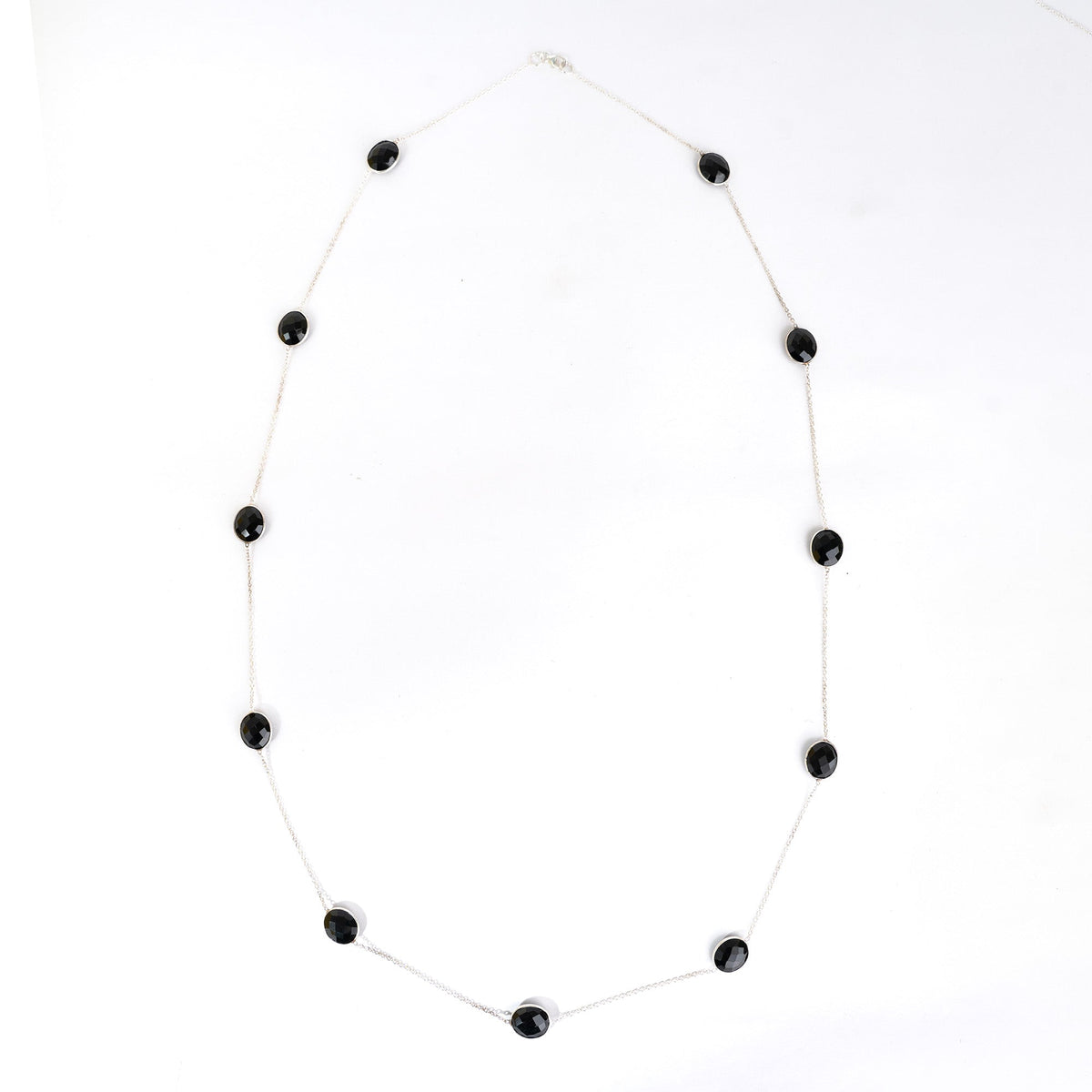 925 Siver Handmade Onyx Necklace - Black Gemstone Set in a Classic Silver Nacklace Timeless Jewelry Gift