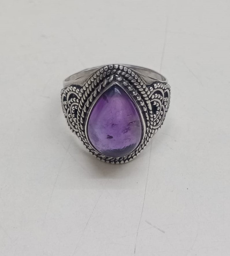925 Silver Amethyst Ring Stunning Purple Crystal Sterling Silver Ring, Handmade Luxury Jewelry for Women & Gift Purpose