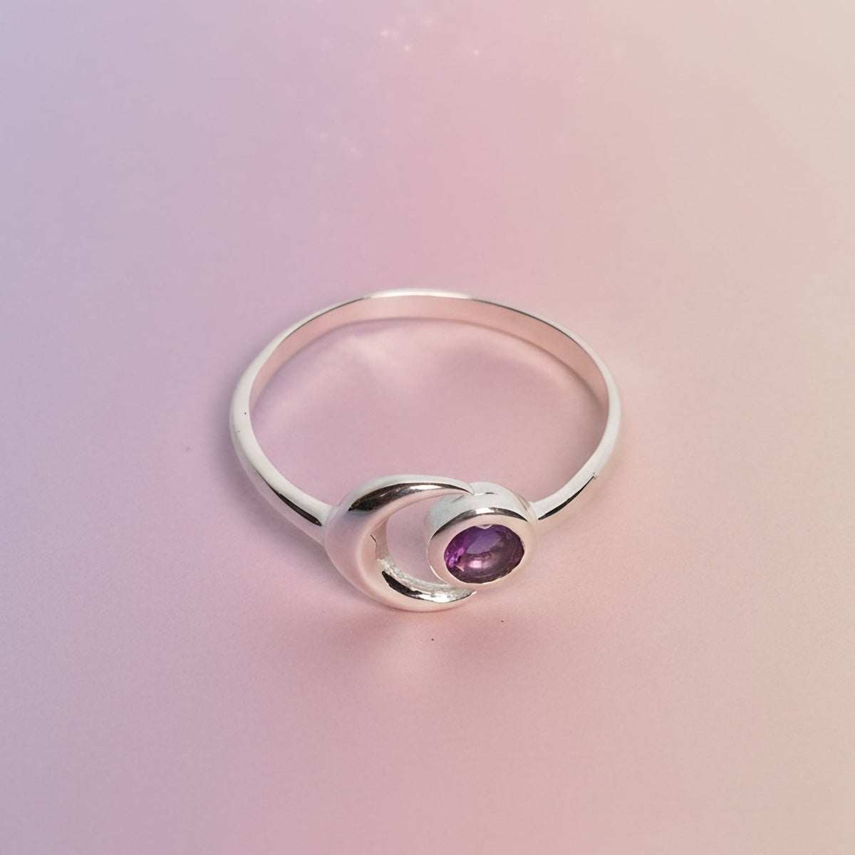 925 Sterling Silver Amethyst Ring for Women | Handmade Minimalist Jewelry | Unique Healing Crystal Design | Size 1.9x1 cm | One Piece
