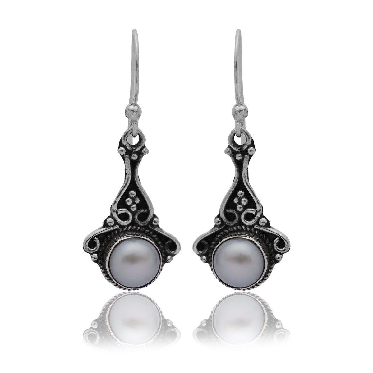 925 Sterling Silver Pearl Earrings for Women | Authentic Silver Jewelry | Handcrafted Elegant Gift