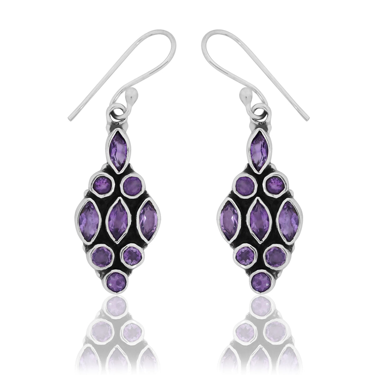 925 Sterling Silver Amethyst Earrings for Women | Authentic Silver Jewelry | Handcrafted Elegant Gift