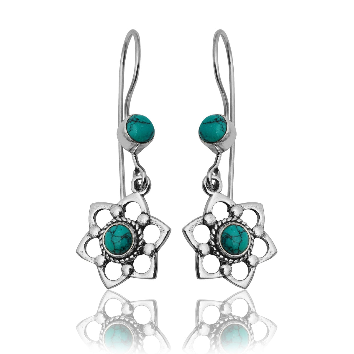 925 Sterling Silver Turquoise Earrings for Women | Authentic Silver Jewelry | Handcrafted Elegant Gift
