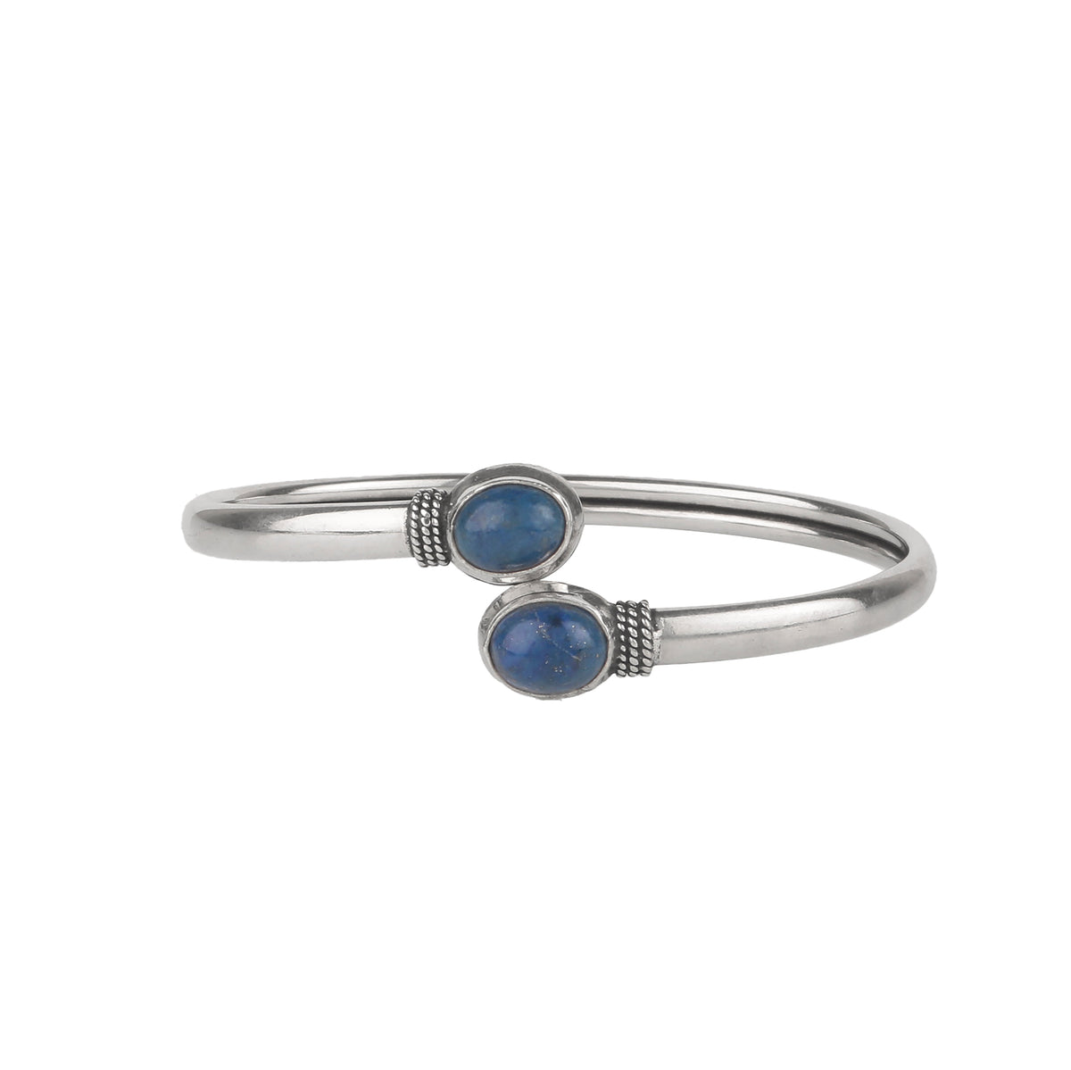 925 Sterling Silver Lapis Gemstone Bangle | Handcrafted Blue Stone Jewelry | Stylish Statement Bracelet