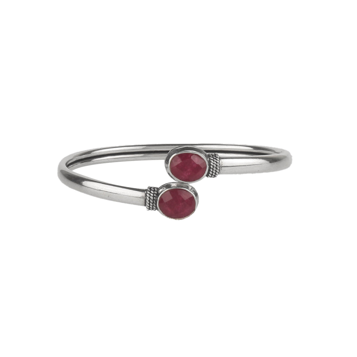 925 Sterling Silver Ruby Bangle for Women | Handcrafted Gemstone Jewelry | Elegant Traditional Design