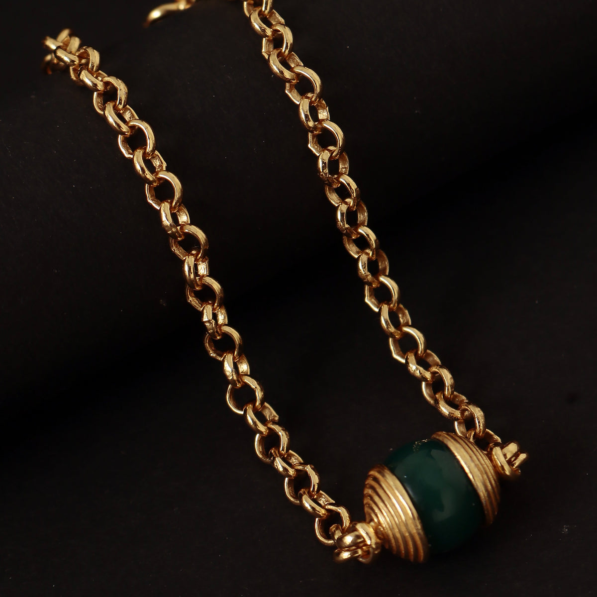 925 Sterling Silver Gold Plated Green Onyx Bracelet for Women | Deep Green Gemstone Bracelet | Stylish Everyday Jewelry