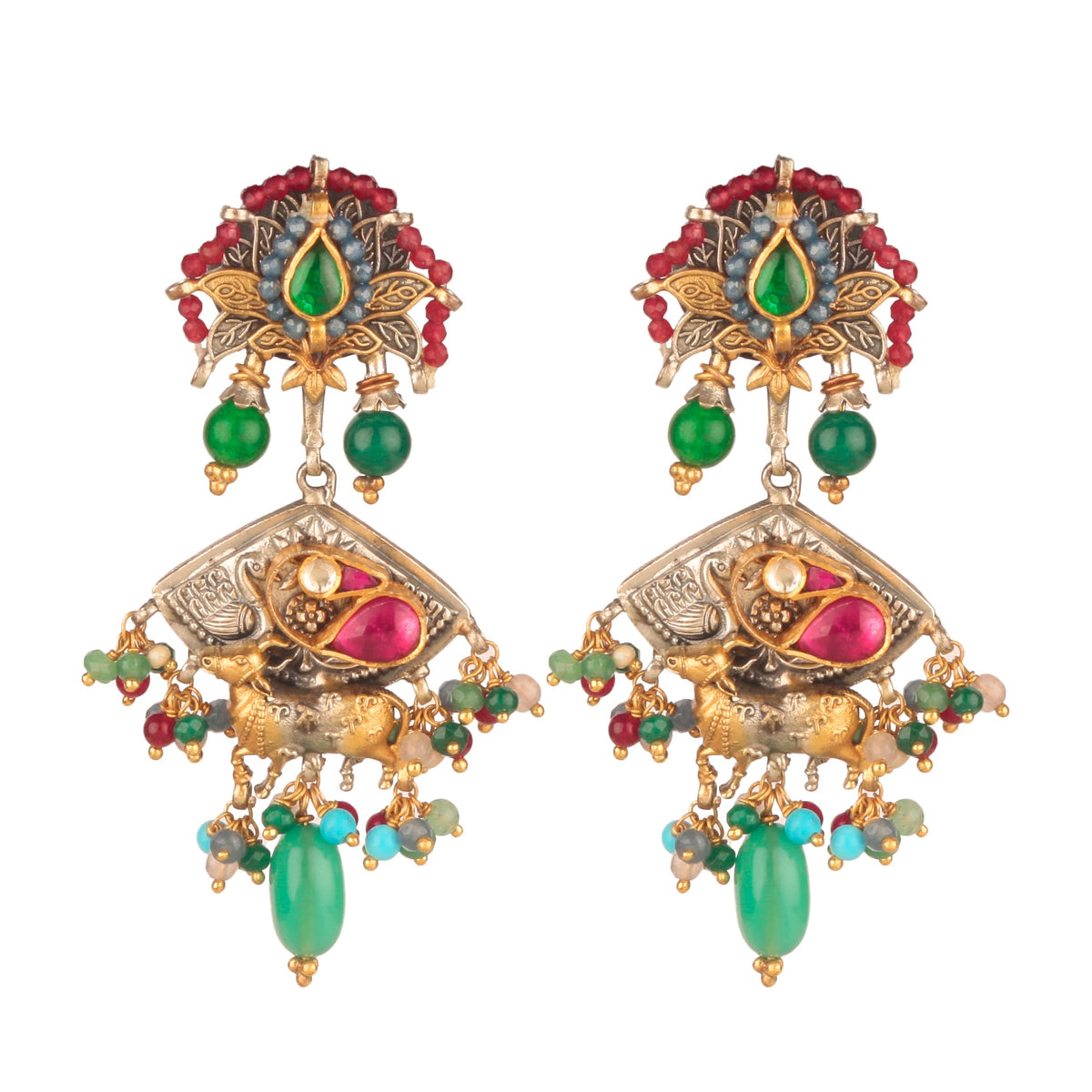 925 Sterling Silver Gold Plated Multistone  Earrings for Women | Natural Healing Gemstone Jewelry