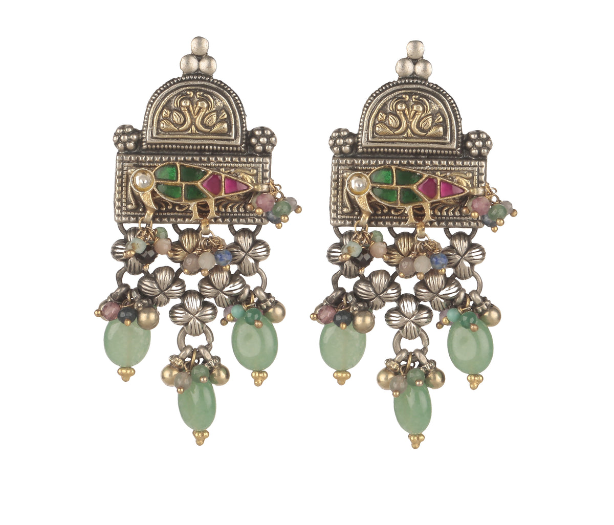 925 Sterling Silver Multistone Earrings for Women | Trendy Ethnic Jewelry | Festive & Party Wear ||