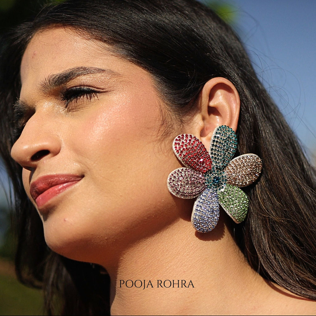 Jungle Iris Earrings handcrafted by Label Pooja Rohra