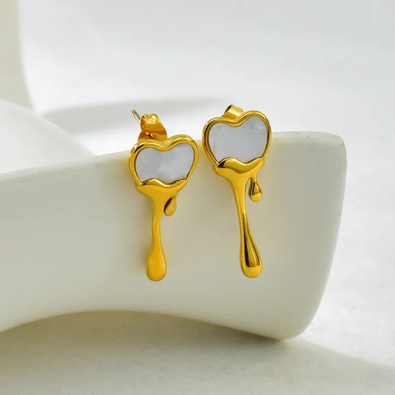 Flower Melted Heart Earrings 62carat