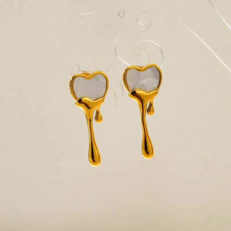 Flower Melted Heart Earrings 62carat