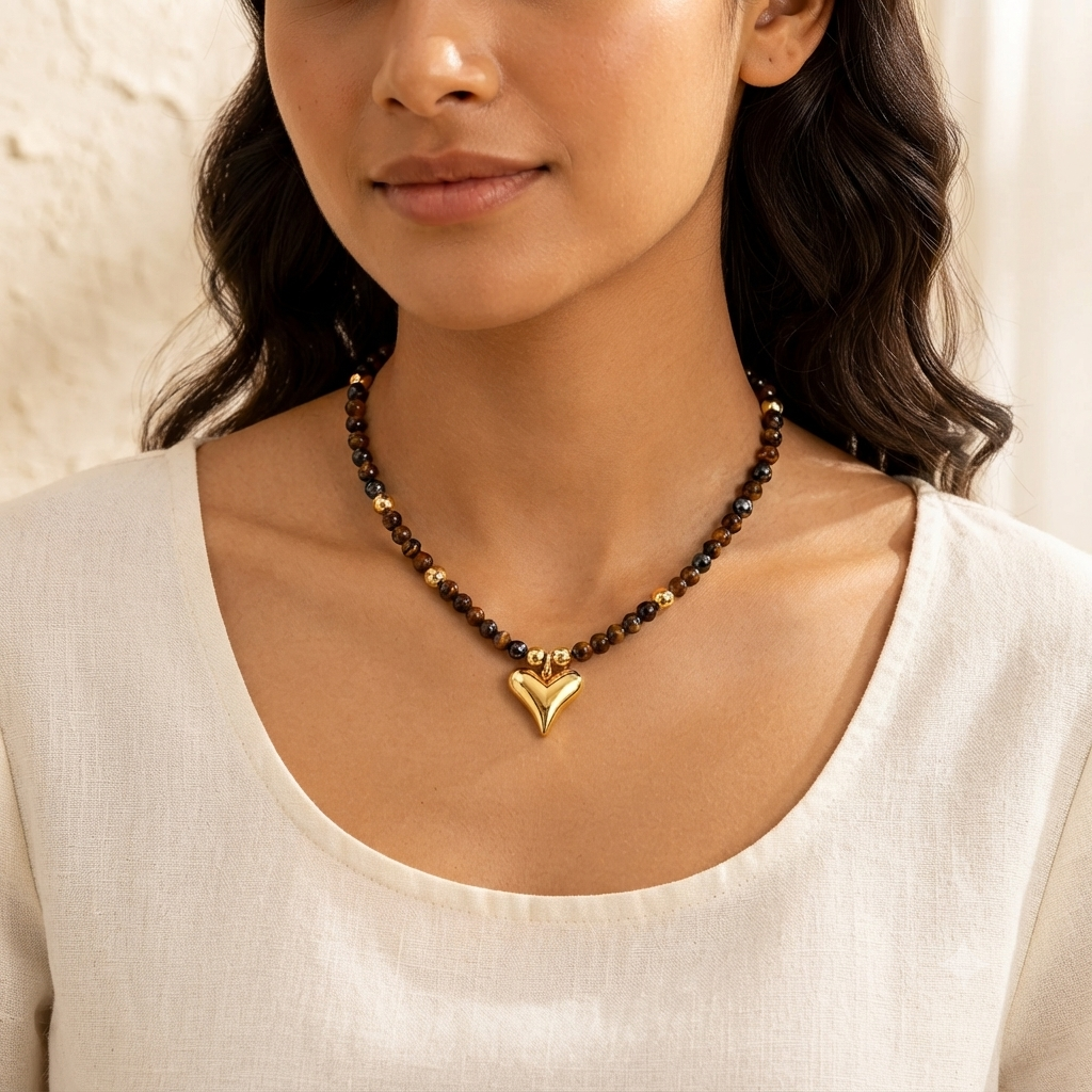 tiger-eye-beaded-heart-pendant-necklace-for-women-natural-stone-gold-heart-necklace-premium-bead-chain