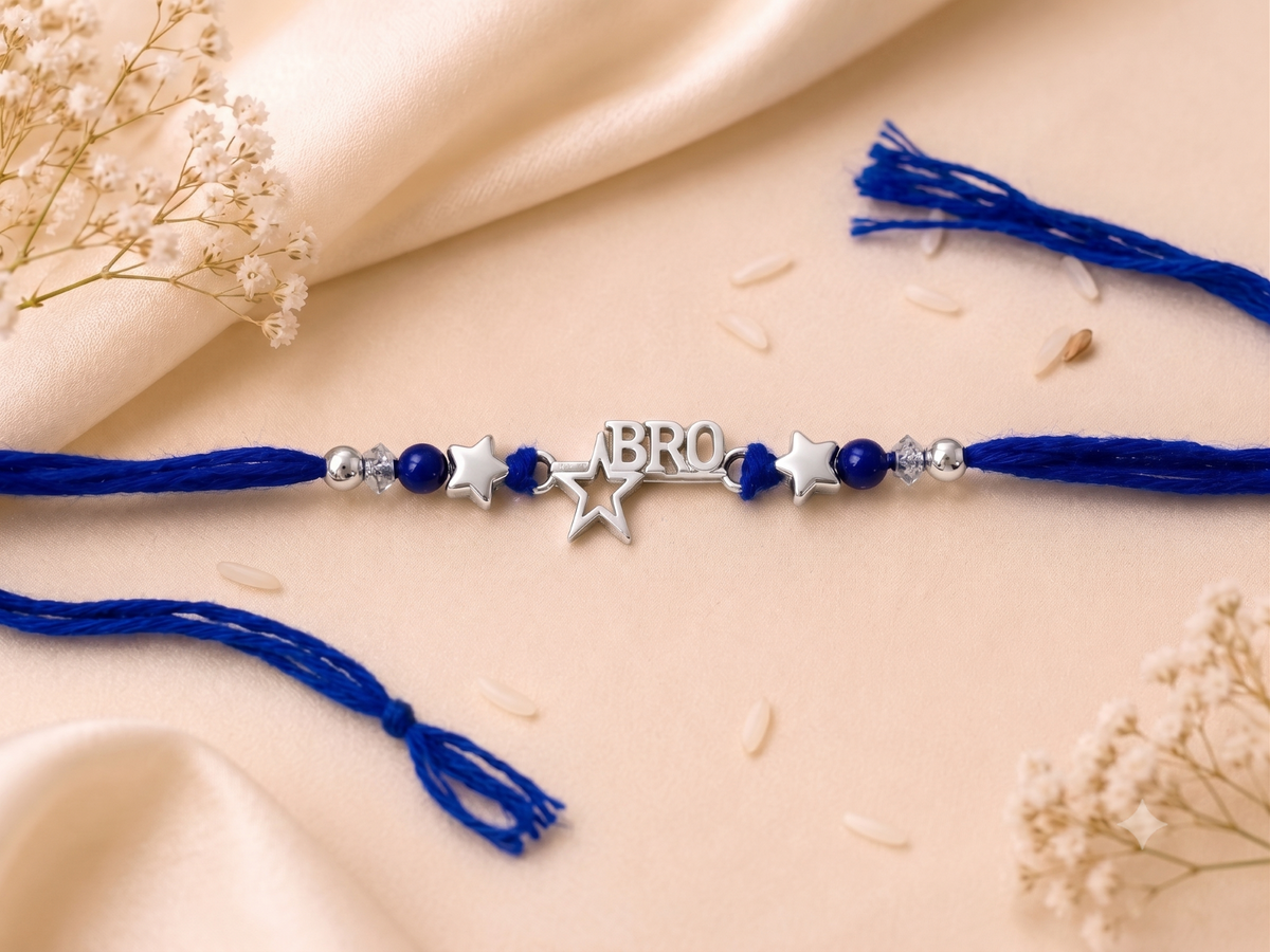925 Silver Bro Star Rakhi for Brother | House of Diana