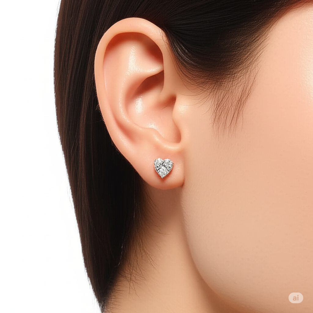 Silver Swarovski Heart Shaped Studs Approx 1.25 CT