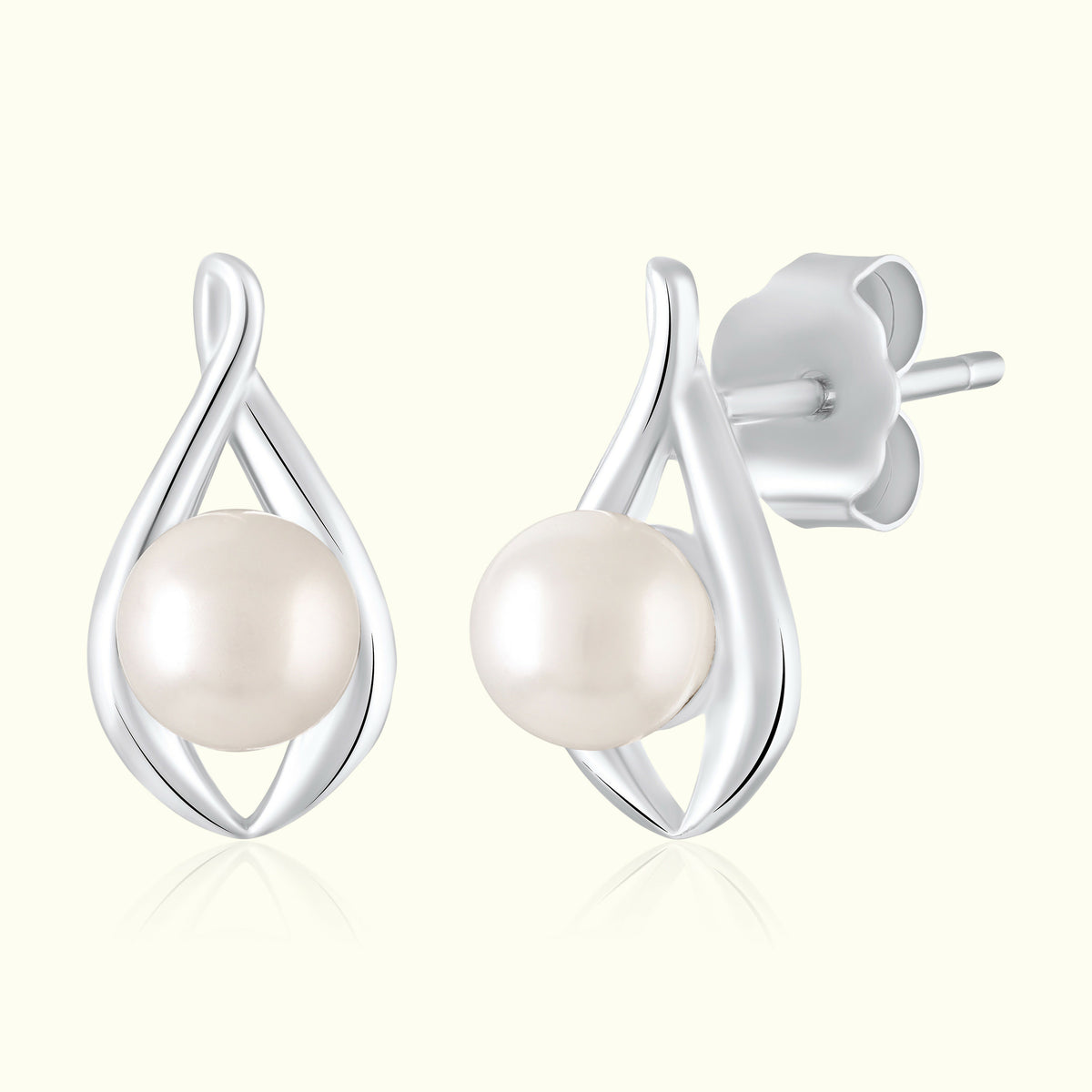 Silver Embrace Pearl Studs