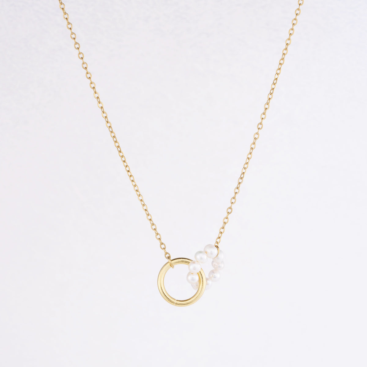 Pearl Harmony Double Ring Necklace