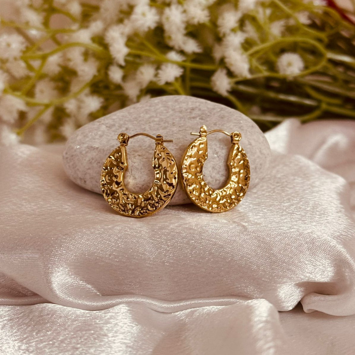 Golden Textured Hoops