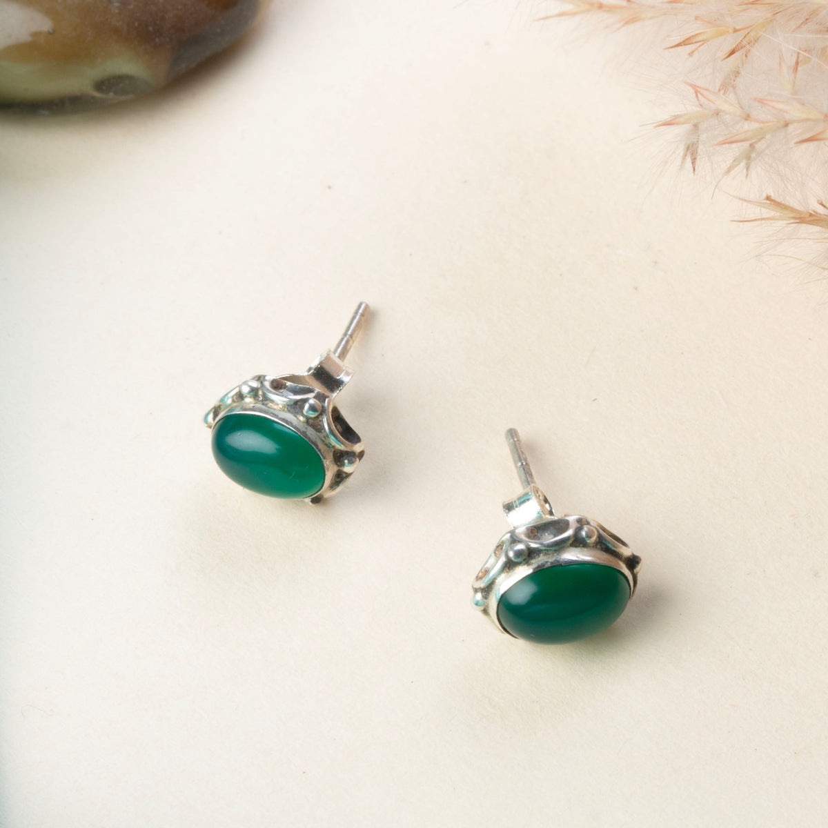 Green Onyx Eartops