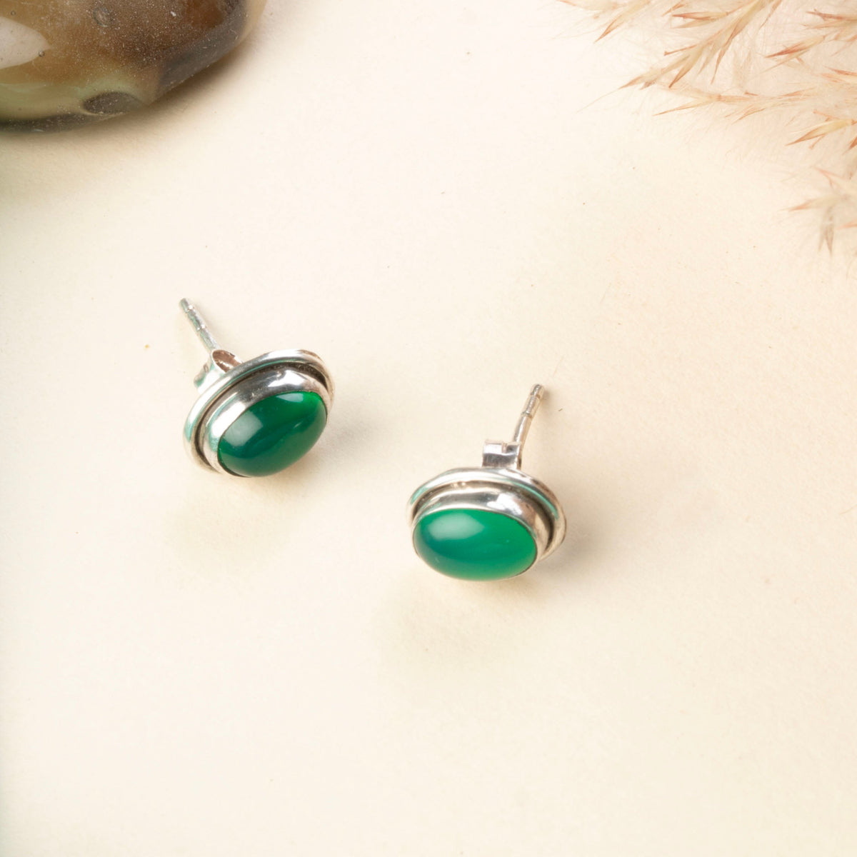 Green Onyx Stud Eartops