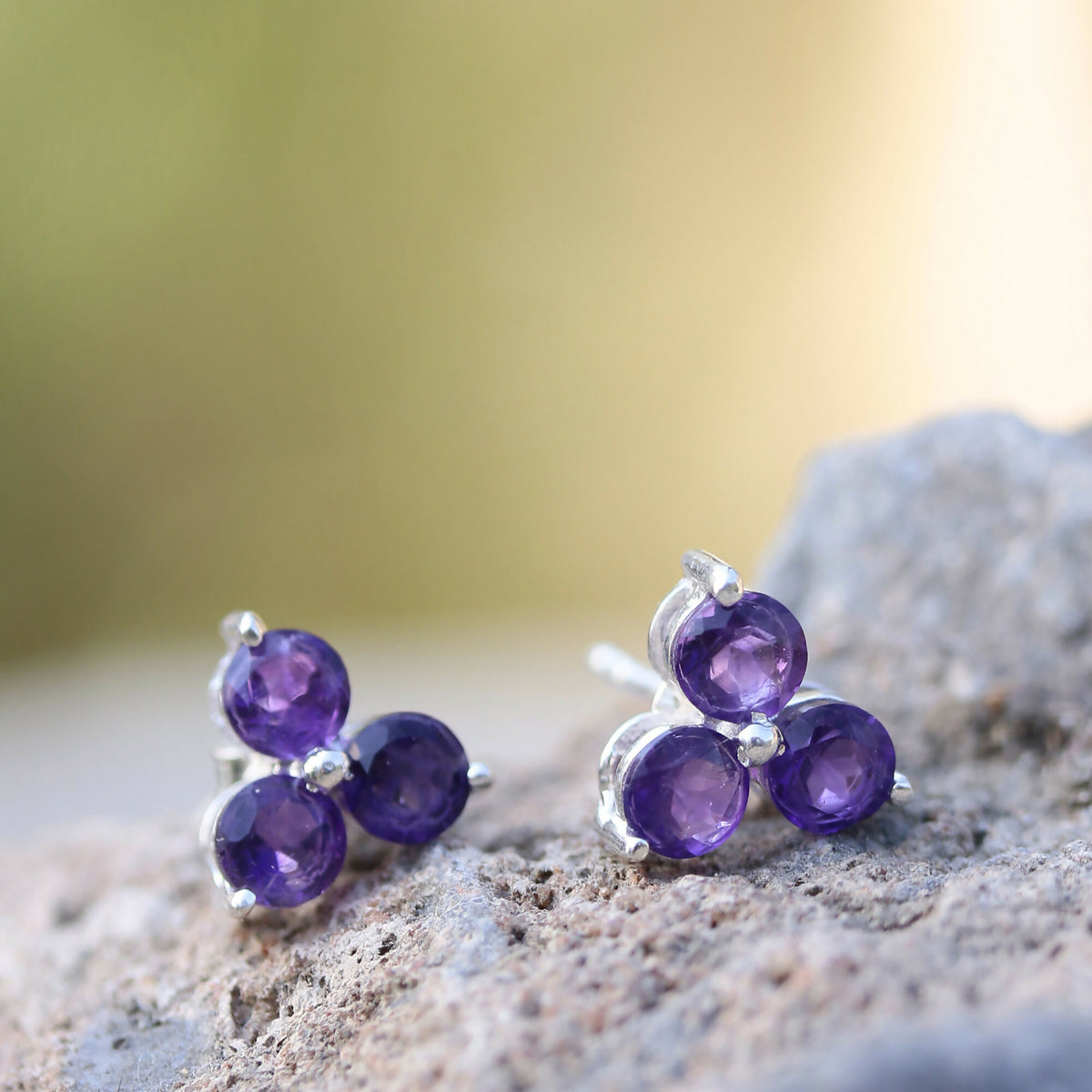 925 Sterling Silver Amethyst Earrings for Women | Natural Purple Gemstone Drop Earrings | Elegant Party Wear Jewelry