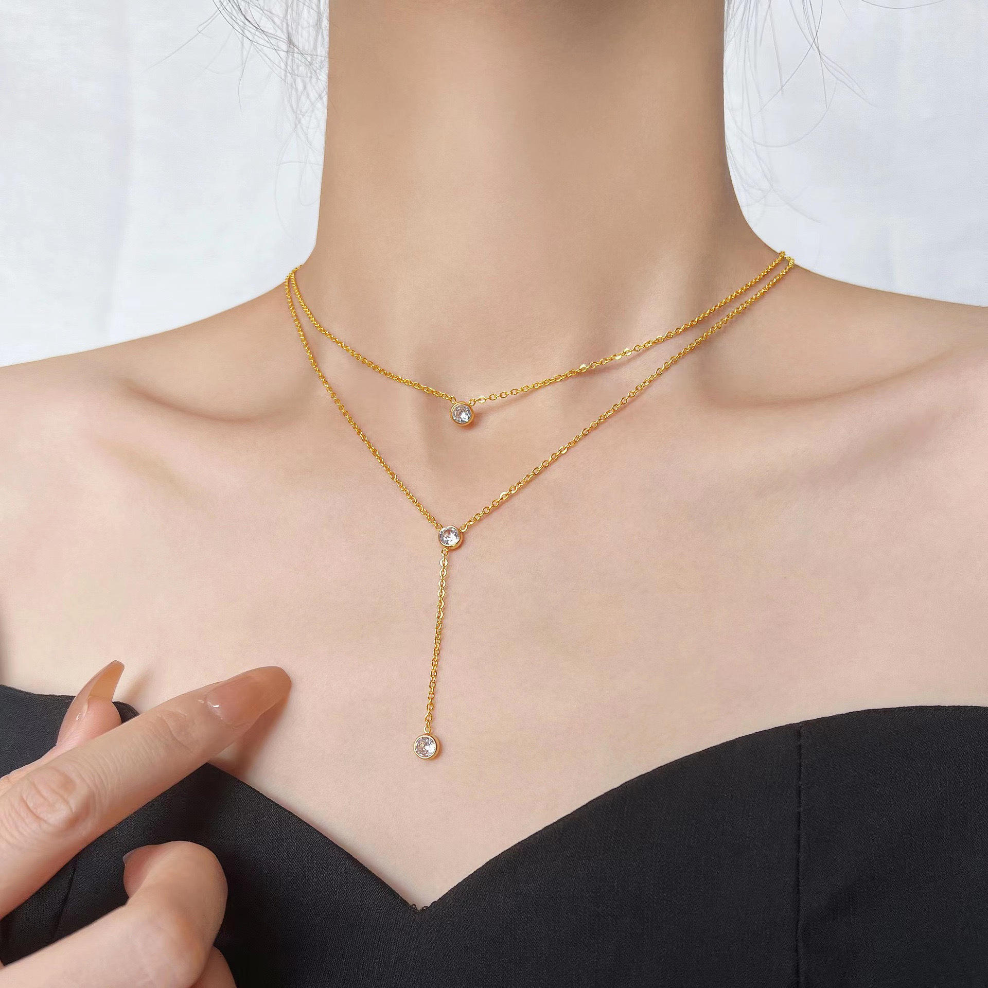gold-plated-layered-solitaire-necklace