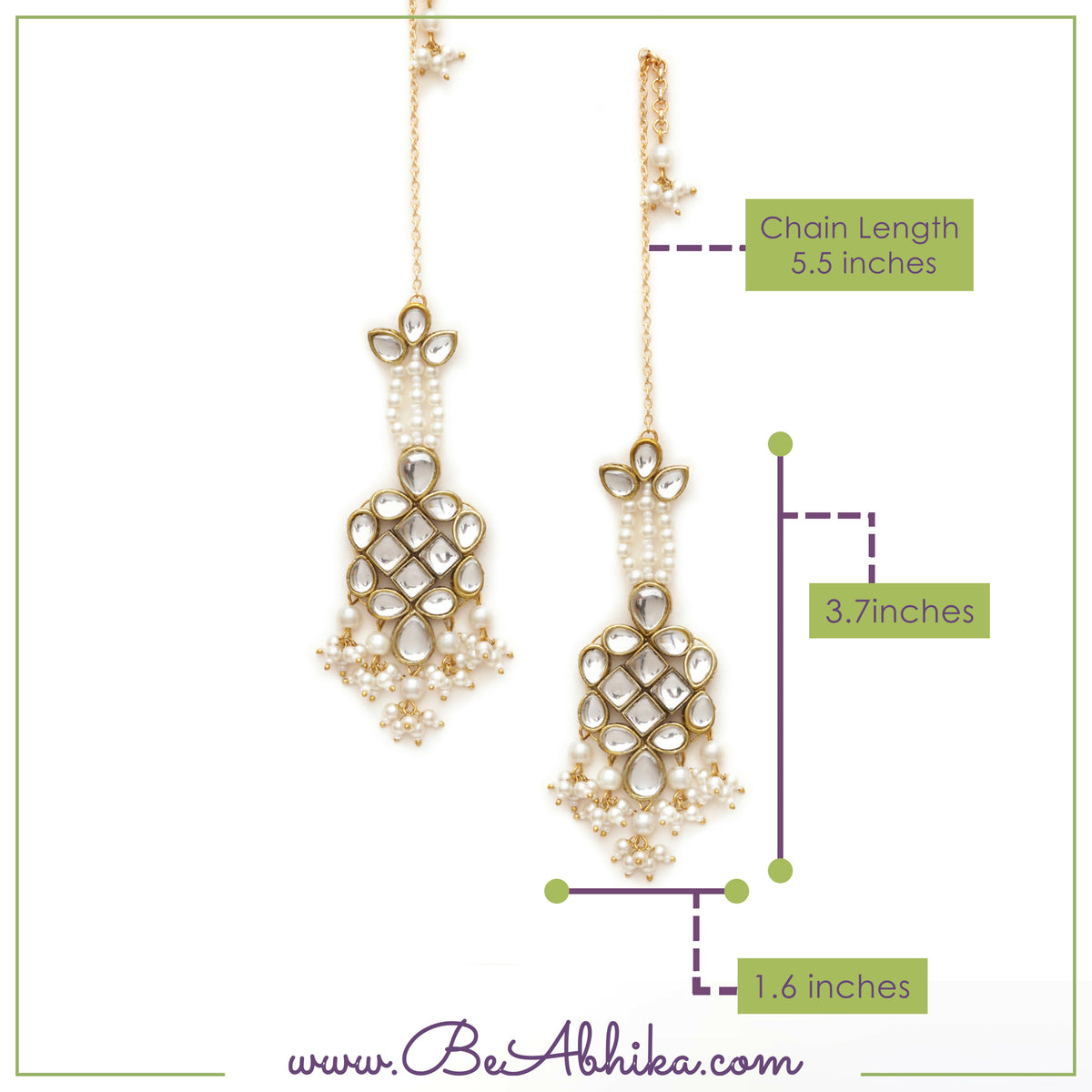Gold Tone White Beads Kundan Kanauti Earrings